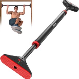 Pull Up Bar for Doorway: Sportneer Strength Training Pull-up Bars without Screw – Adjustable Width Locking Mechanism Chin Up Bar, Thickened Steel Max Limit 440 lbs Upper Body Fitness Pullup Bars for Home (Black-Red)
