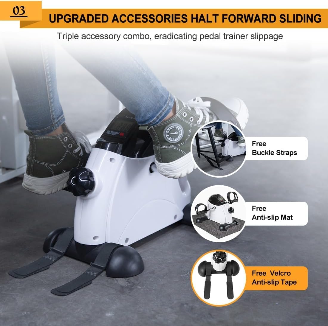 Under Desk Bike Pedal Exerciser, Portable Mini Exercise Bike with LCD Display for Home/Office, Desk Cycle for Leg/Arm with Handle, Leg Exerciser While Sitting for Seniors - Image 4
