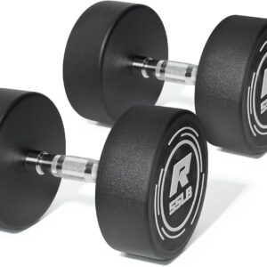 RitFit 5-250 LBS PVC Encased Round Dumbbell sets with Knurled Handle and Optional Rack, Strength Training Equipment for Home Gym