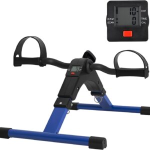 Folding Pedal Exerciser – Mini Exercise Bike Under Desk Bike Pedal Exerciser with LCD Display for Arms and Legs Workout, Portable Desk Bike Peddler Machine for Adults & Seniors