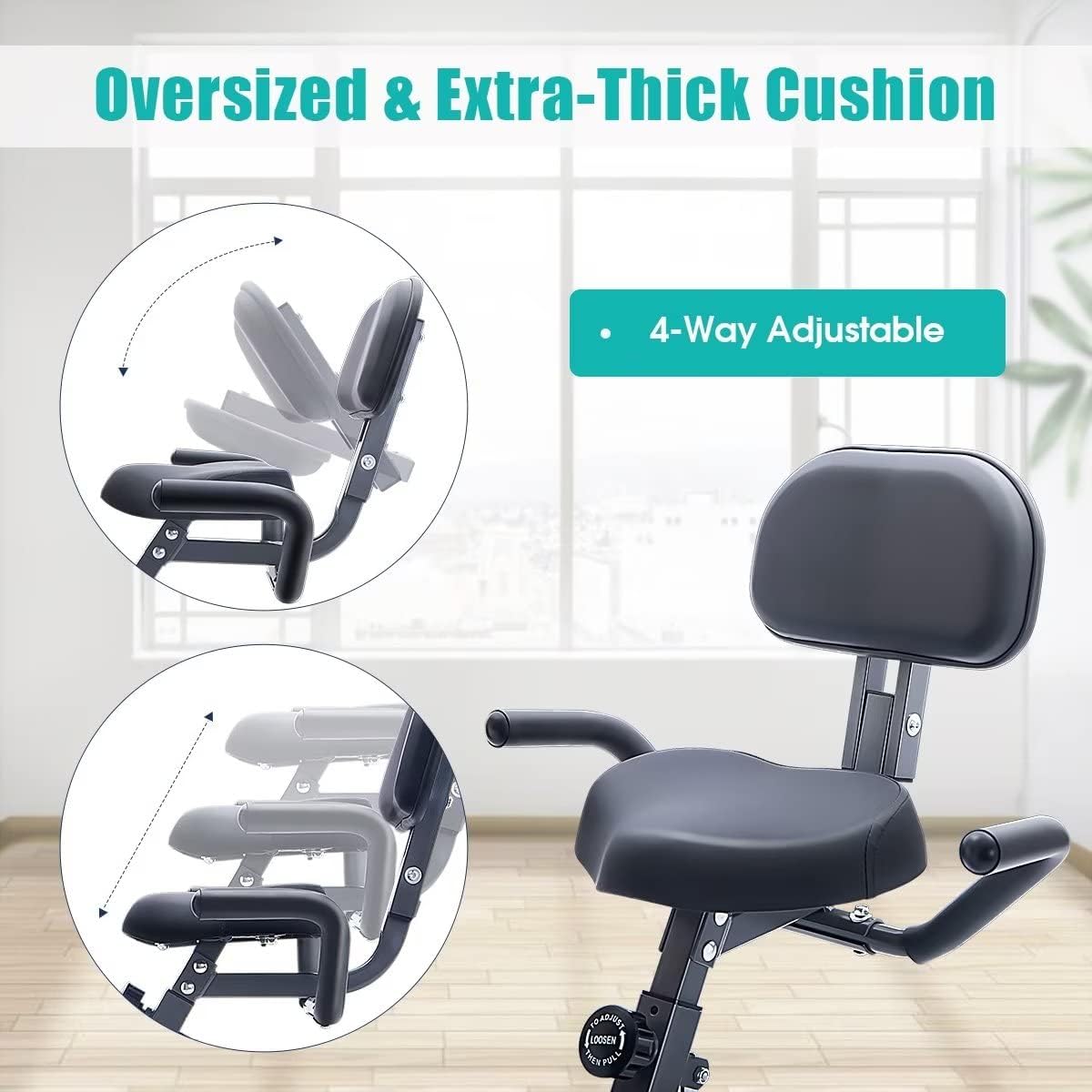 Merax Exercise Bike,Workout Bikes for Home,Folding Stationary Bikes for Home with 16-Level Magnetic Resistance, 300LBS Capacity X-Bike Indoor Exercise Equipment with Heart Rate Sensor & LCD Monitor - Image 3