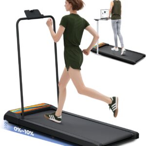 Walking Pad with Handle Bar, 2.5HP Walking Pad Treadmill with Incline, Portable Under Desk Treadmill for Home, 300LBS Capacity, Remote Control, Large LED Display