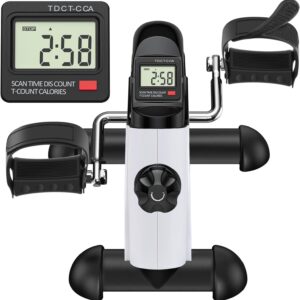 TABEKE Under Desk Bike Pedal Exerciser – Mini Exercise Bike for Arm/Leg Exercise, Pedal Exerciser for Seniors with LCD Display