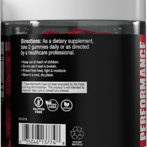 BCAA Gummies, Energy Chews with Electrolytes Branched Chain Amino Acids, Build Lean Muscle and Boost Endurance, 60 Gummies, Berry Flavored