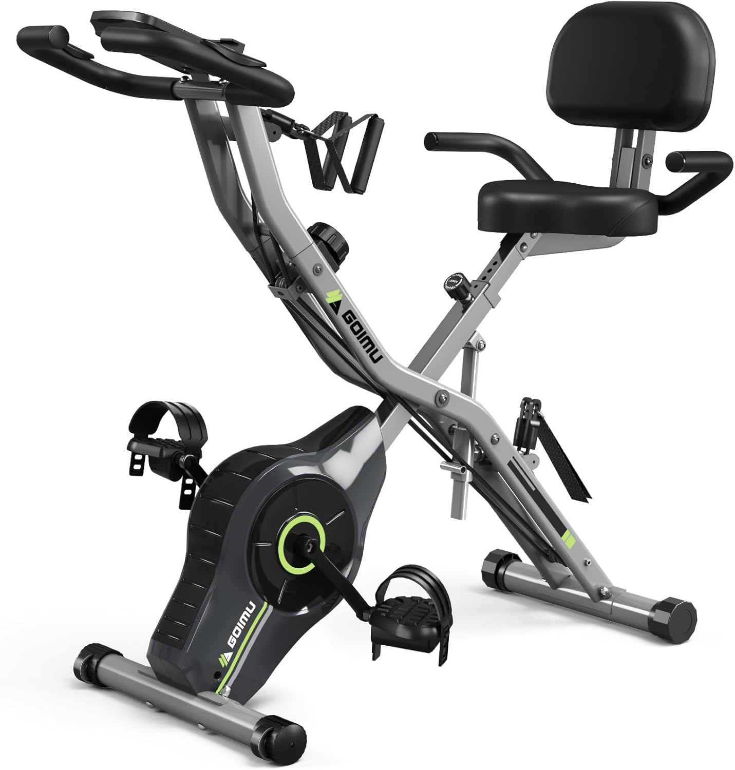 Exercise Bike, 5 in 1 Foldable Stationary Bike for Seniors, 16-Level Adjustable Magentic Resistance, Indoor Workout Bike with 330LB Capacity, Comfortable Seat Backrest X-bike - Image 9