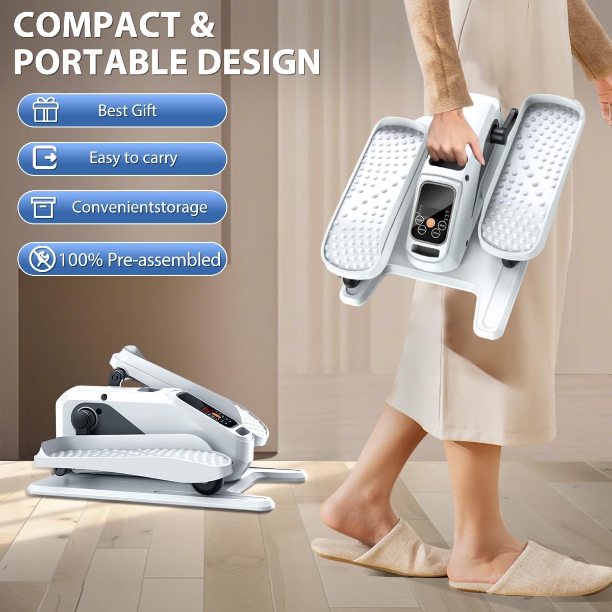 Under Desk Elliptical Machine, Electric Ellipse Leg Exerciser While Sitting for Seniors Adults, Quiet & Portable Electric Seated Pedal Exerciser with Remote Control, 15 Adjustable Speeds, 5 Auto Modes - Image 9