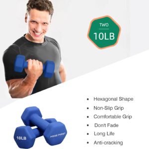 Dumbbell Hand Weight Pairs – Neoprene Dumbbell Exercise & Fitness For Home Gym Equipment and Adjustable Dumbbell Sets–Non-Slip, Color Coded Hex Shaped Free Weights For Women,Men 2LB 3LB 5LB 8LB 10LB Pounds