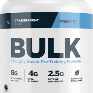 Transparent Labs Bulk Pre Workout Powder – Naturally Sweetened Advanced Pre-Workout Formula for Muscle Building and Strength – 30 Servings, Strawberry Lemonade