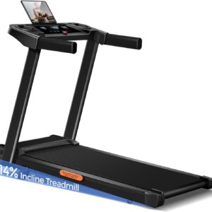 3-in-1 Treadmill with 14% Incline, Portable Treadmills for Home with Handle, Foldable Treadmills with 300 Lbs Weight Capacity, 3.0HP Quiet Walking Pad Treadmill, Three Touch Screen