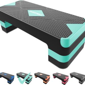 EVERYMILE Aerobic Exercise Step, Adjustable Aerobic Stepper for Exercise, Workout Step Platform, Step Up Box, 26.5″ Step Deck with 4” 6” 8” Adjustable Height Risers, Women Home Gym Fitness