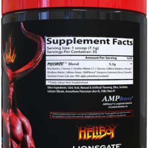 Insane Labz Hellboy Edition, High Stimulant Pre Workout Powder and NO Booster with Beta Alanine, L Citrulline, and Caffeine, Boosts Focus, Energy, Endurance, Nitric Oxide Levels, 35 Srvgs, Blue Rasp
