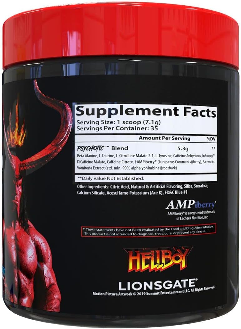 Insane Labz Hellboy Edition, High Stimulant Pre Workout Powder and NO Booster with Beta Alanine, L Citrulline, and Caffeine, Boosts Focus, Energy, Endurance, Nitric Oxide Levels, 35 Srvgs, Blue Rasp - Image 2