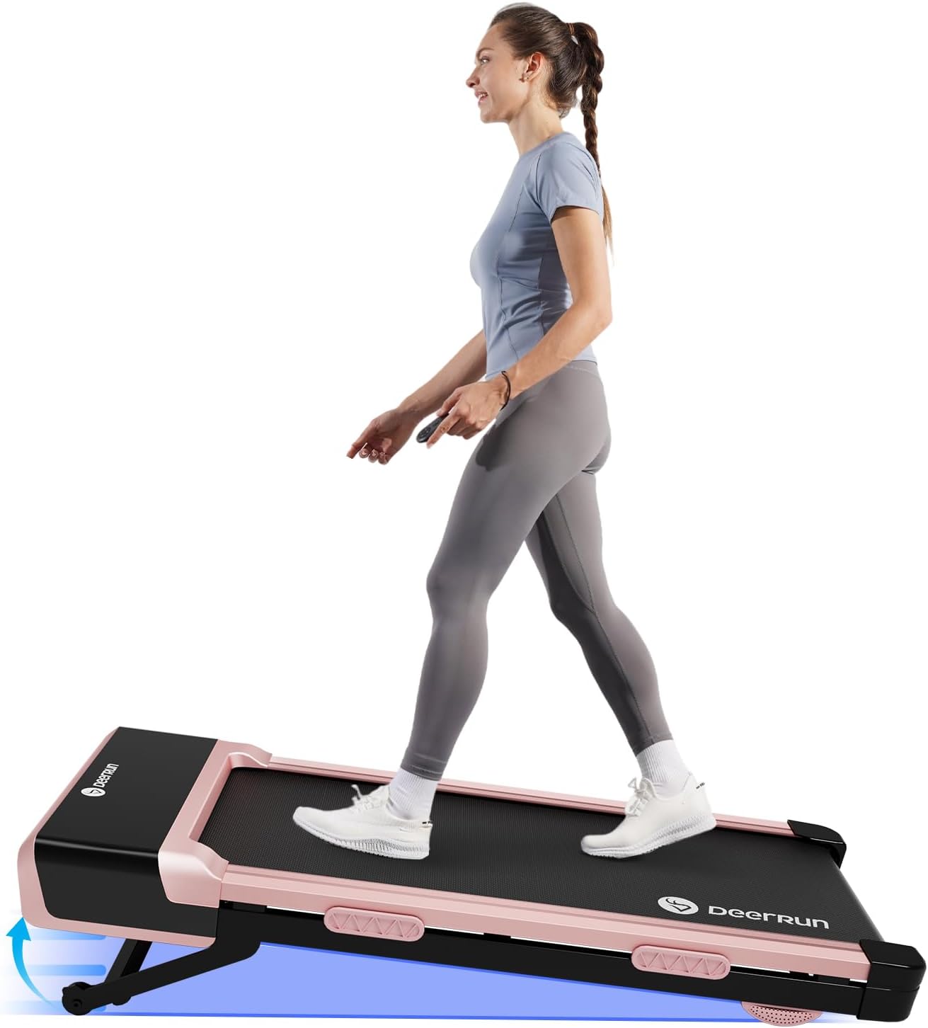 DeerRun Walking Pad with 12% Auto Incline, 3.0HP Under Desk Treadmill with Remote Control & APP, Portable Walking Pad 300 lbs Capacity for Home Office, Small Treadmill for Jogging Running