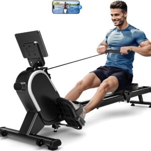 Rowing Machine, MOSUNY Magnetic Rowing Machines for Home 350 LB Weight Capacity, 16 Levels Resistance Row Machine with Dual Slide Rail, Bluetooth, App Compatible 2025