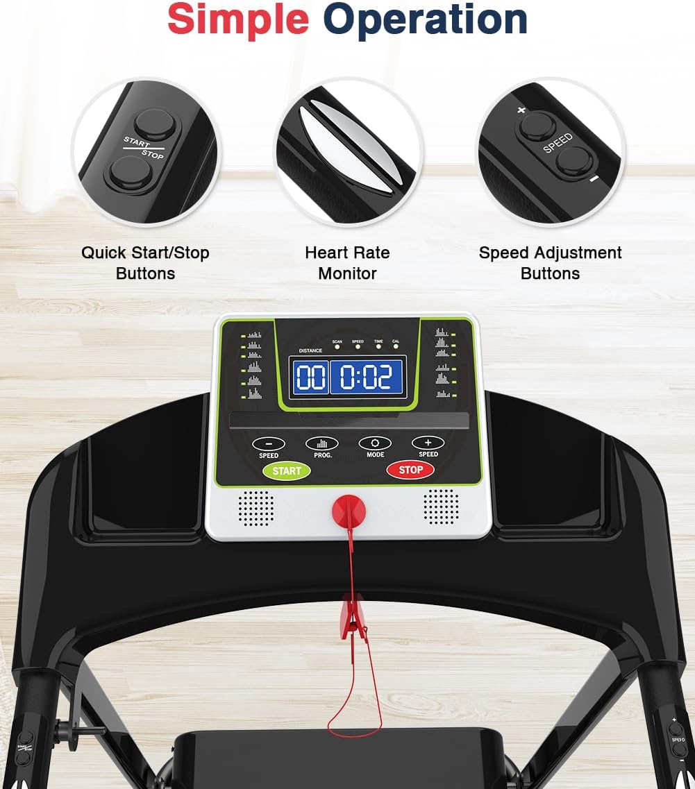 Redliro Walking Treadmill with Long Handrail for Balance, Recovery Fitness Exercise Machine Foldable for Home use with Holder for Phone & Cup,LCD Display, 300 lbs Capacity - Image 3