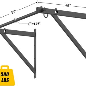 Wall Mounted Pull Up Bar, Adjustable Depth 51″ Chin Up Bar, Strength Training Pull-Up Bars 500LBS Weight Capacity, Home or Garage Gym Chin Up Workout Training Station