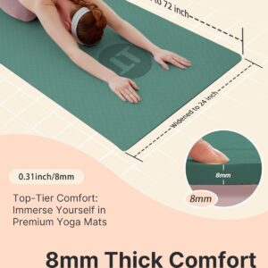 YOTTOY Yoga Mat, 72″x 32″x1/3″ Extra Wide Non-Slip Exercise Fitness Yoga Mats,Eco-Friendly TPE Exercise Mats for Women Men Home Workout with Strap Bag