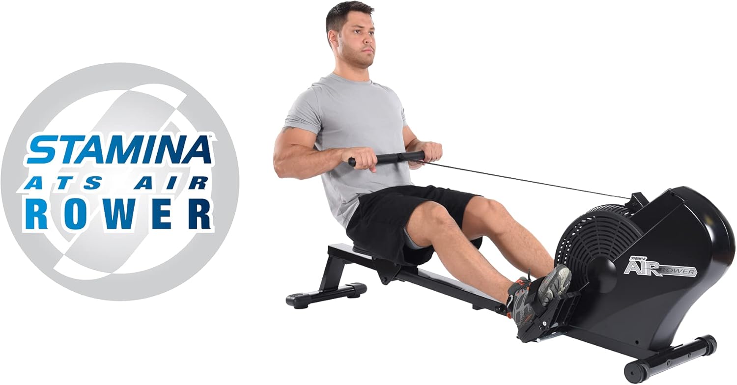 Stamina ATS Air Rower Machine with Smart Workout App - Foldable Rowing Machine with Dynamic Air Resistance for Home Gym Fitness - Up to 250 lbs Weight Capacity - Image 2