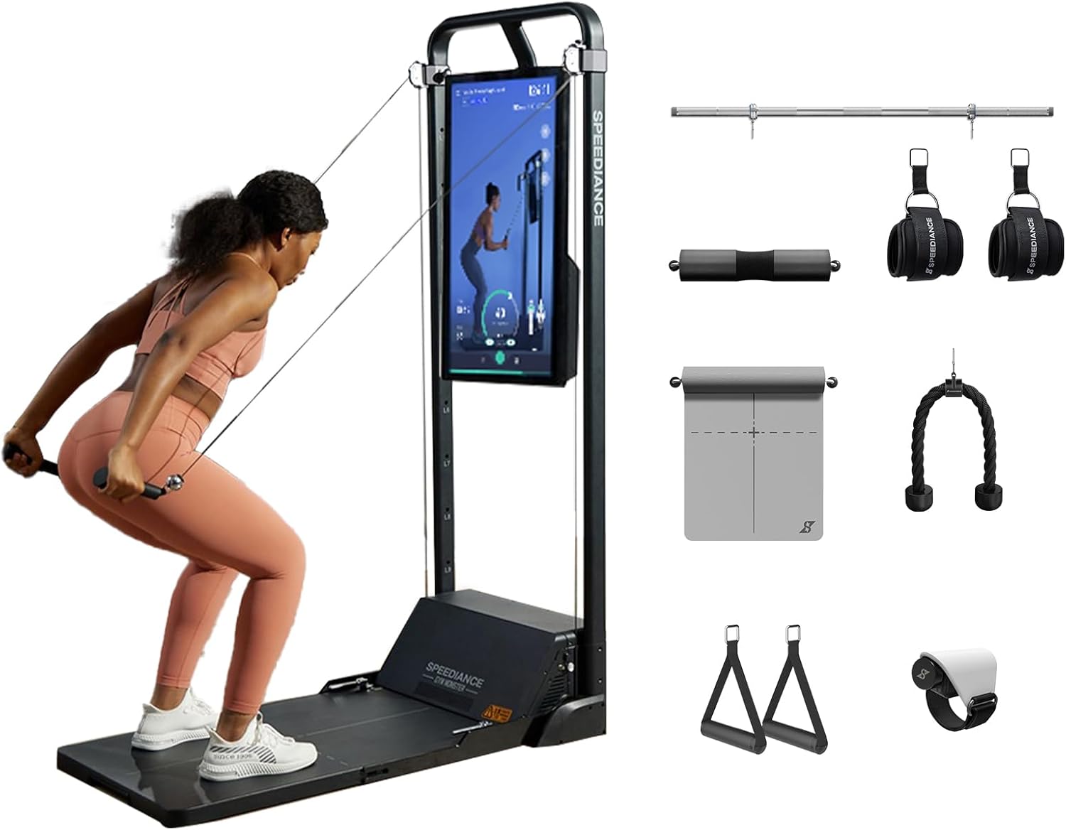Gym Monster Home Gym Machine, 32inch Gym Monster Max & Adjustable Bench & Rowing Bench & Gym Accessories Organizer & Smart PowerGrip Bundle - Image 2
