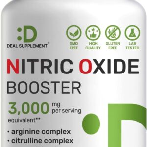 Nitric Oxide Booster 3,000mg Per Serving, 300 Capsules – 12 in 1 Nitric Oxide Supplement – Arginine & Citrulline Complex with Energy Blend – Marshmallow Root – Promotes Nutrient Flow to Muscles&Heart