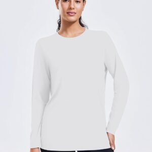 PINSPARK Workout Tops for Women Long Sleeve Yoga Shirts Crew Neck Athletic Top Loose Fit for Running Gym Hiking