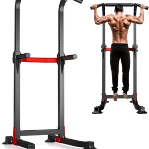 Wesfital Pull Up Bar Dip Bar Power Tower Workout Dip Station Height Adjustable Free Standing Chin Up Bar Home Gym Equipment 330LBS Weight Capacity