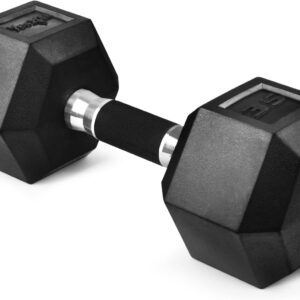 Yes4All Rubber Grip Encased Hex Dumbbell – Hand Weights With Anti-Slip 5-50 LBS Single