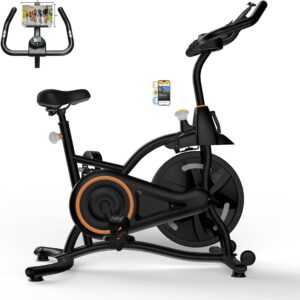 Hillhub Exercise Bike, Reinforced Steel Stationary Bikes for Home with Sleek Design and Stepless Resistance Adjustment, Compact Indoor Cycling Bike with Tablet Mount, Compatible with Zwift & Kinomap
