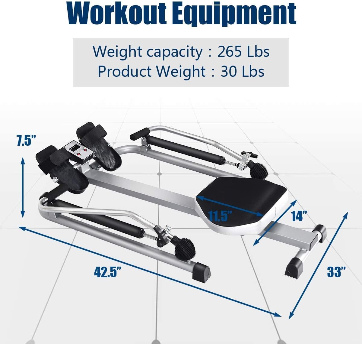 Goplus Hydraulic Rowing Machine, Full Motion Folding Rower with LCD Monitor, Adjustable Resistance and Full Arm Extensions for Home Use - Image 5