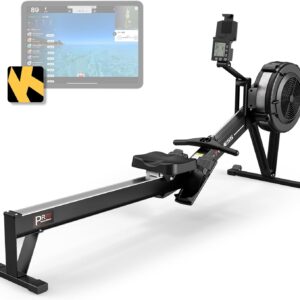 PASYOU Air Rowing Machine for Home 10-Level Resistance 350lb Load Rower Machine Foldable Commercial Row Machines with 47in Rail and Bluetooth Backlit Monitor, Adjustable Device Holder PR70