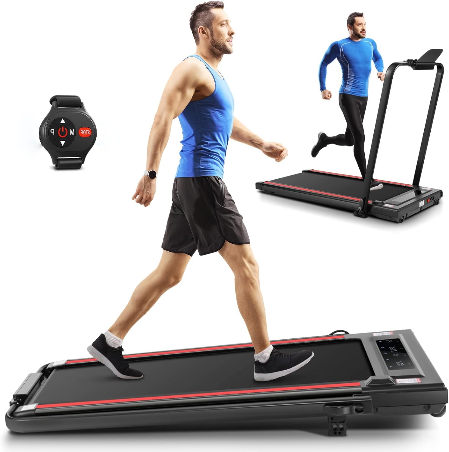 Under Desk Treadmill With Incline, 300lbs Walking Pad With Handle Bar & Remote Control, 2.5HP Folding for Home/Office, Installation-Free Jogging Running Electric Machine