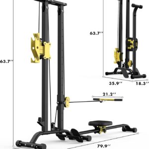 Multi-Functional Cable Station LAT Pull Down Machine Low Row Cable & Rowing Machine Workout Combo for Home Gym