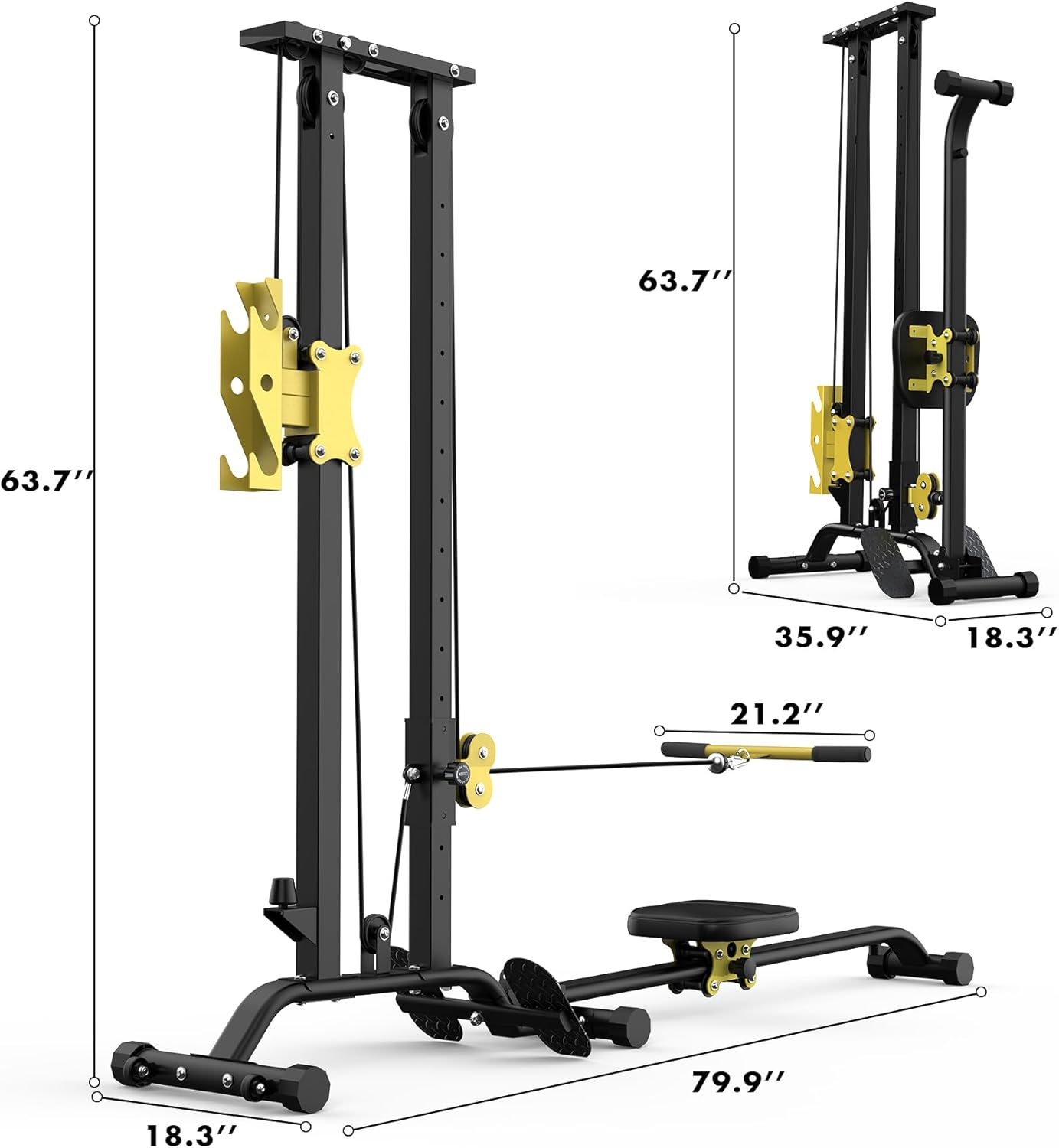 Multi-Functional Cable Station LAT Pull Down Machine Low Row Cable & Rowing Machine Workout Combo for Home Gym - Image 2
