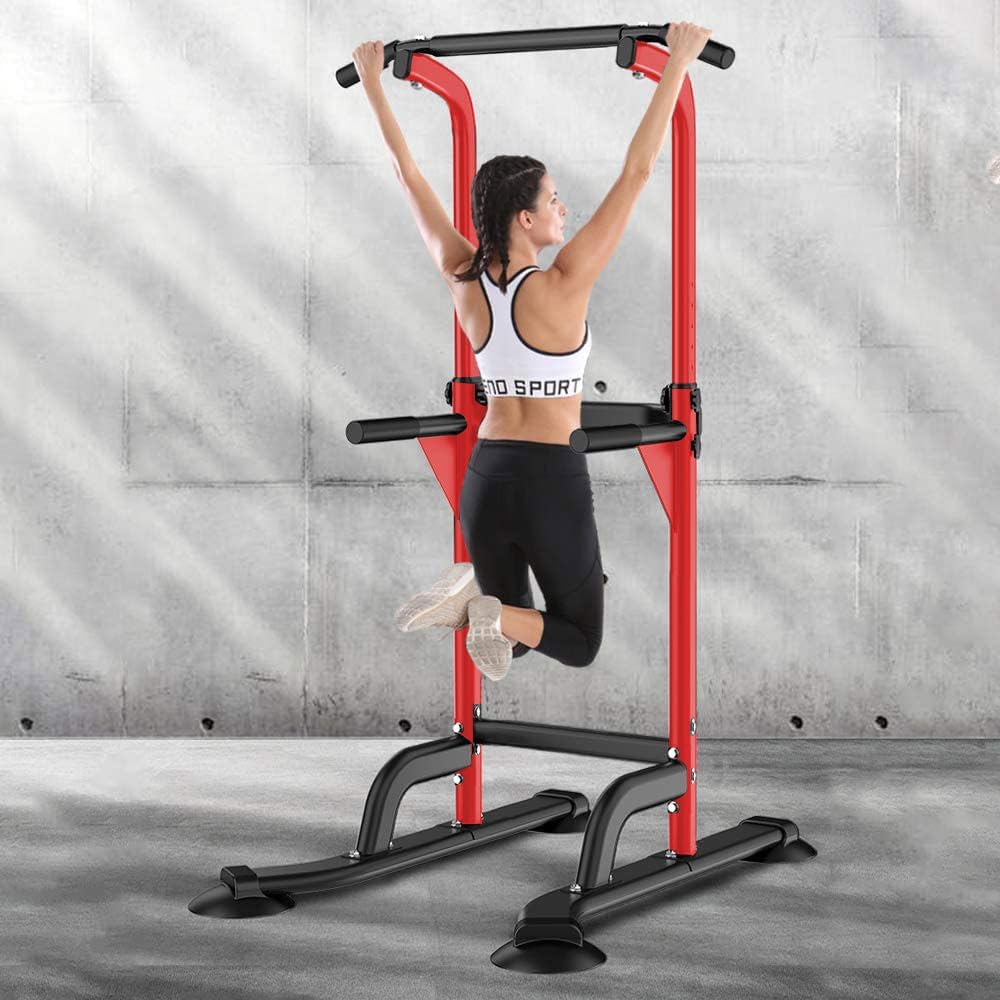 SogesHome Power Tower Pull Up Bar and Dip Station Adjustable Height Dip Stand Multi-Functional Strength Training Fitness Workout Station - Image 2