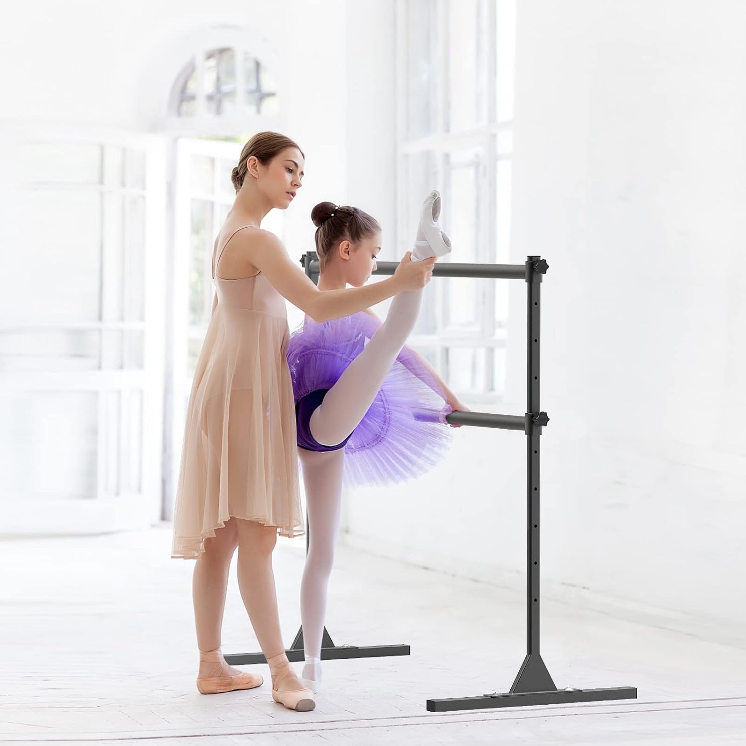 SELEWARE Height Adjustable Ballet Barre Freestanding Ballet Bar Heavy Duty Dance Bar Support Barre Movements Body Stretch Pull-ups, Sturdy Construction Never Fall Apart, Anti-Slip - Image 5