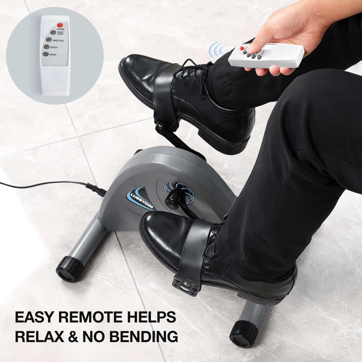 Motorized Mini Exercise Bike Pedal Exerciser for Seniors Rehab Training, LUBBYGIM Electric Under Desk Bike Pedal Exerciser for Arm/Leg Fitness & Physical Therapy, 6 Levels Speed Adjustment - Image 6