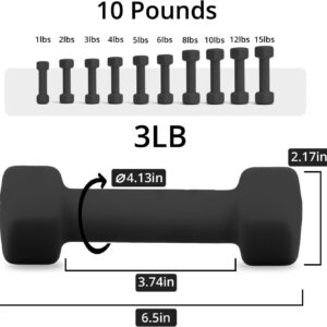 Portzon Weights Dumbbells 10 Colors Options Compatible with Set of 2 Neoprene Dumbbells Set,1-15 LB, Anti-Slip, Anti-roll, Hex Shape