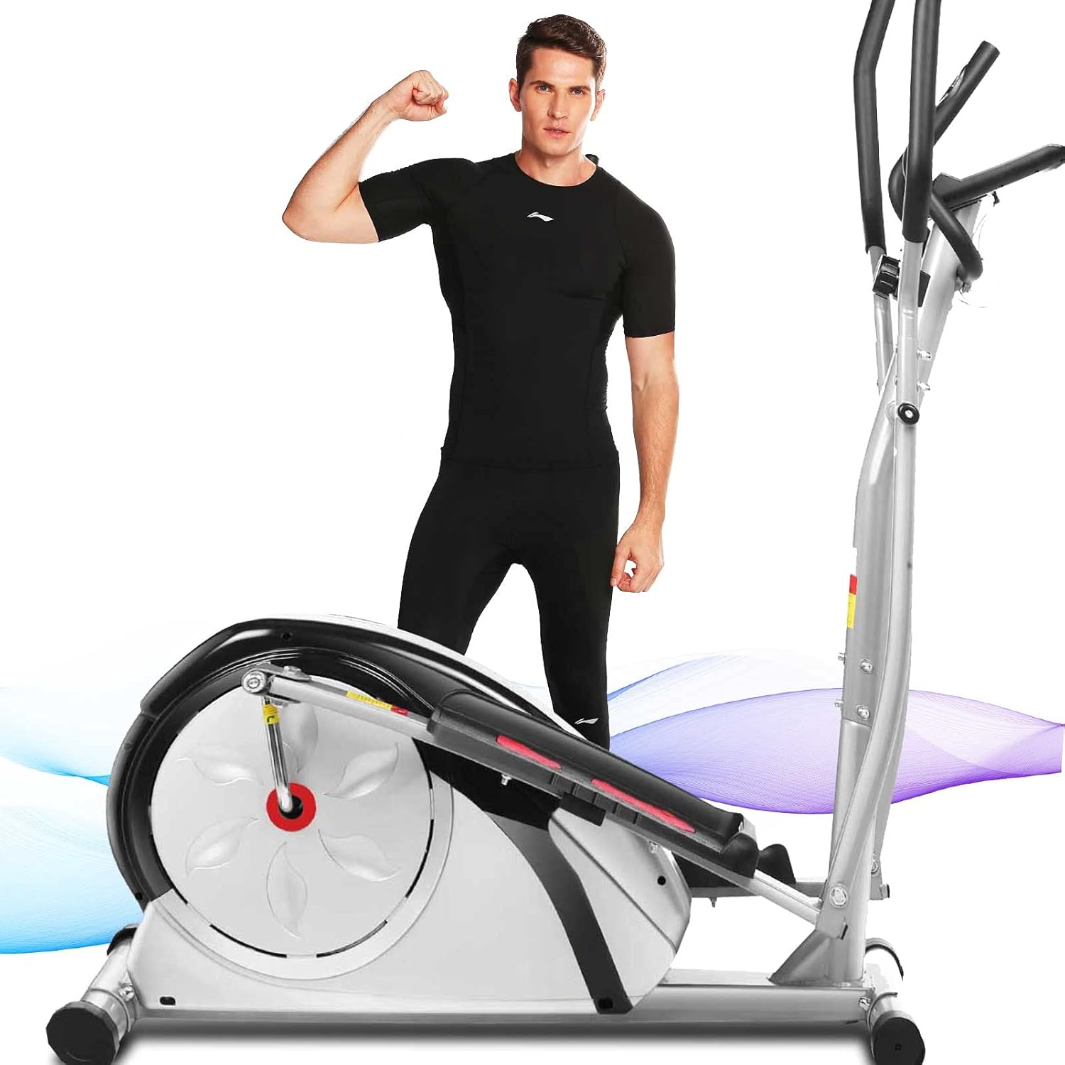 ANCHEER Elliptical Exercise Machine for Home with Hyper-Quiet Magnetic Driving System with Pulse Rate Grips&LCD Monitor,Elliptical Machine with 8 Resistance Levels Smooth,Max 500LBS Loading Capacity