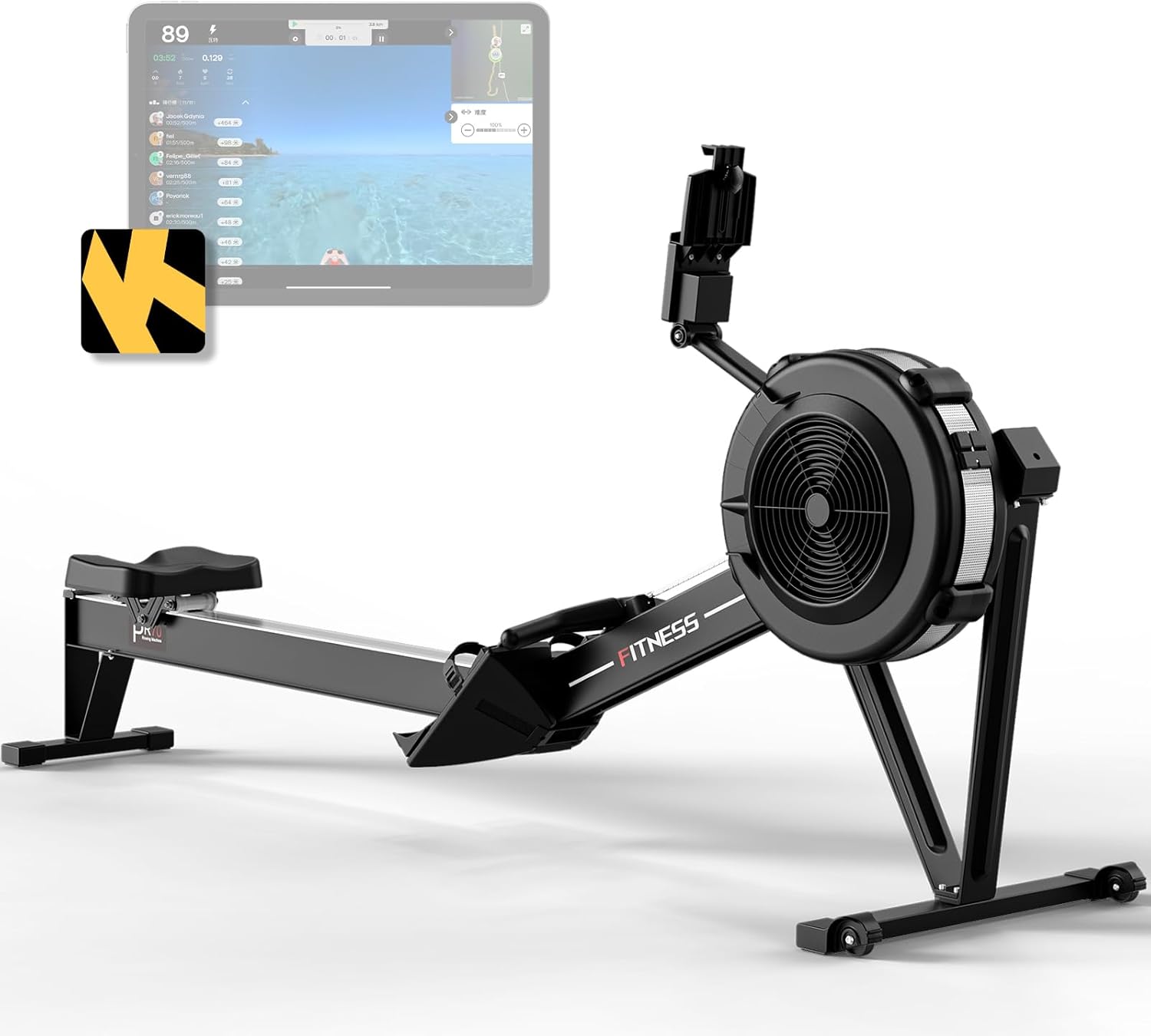 PASYOU Air Rowing Machine for Home 10-Level Resistance 350lb Load Rower Machine Foldable Commercial Row Machines with 47in Rail and Bluetooth Backlit Monitor, Adjustable Device Holder PR70 - Image 9