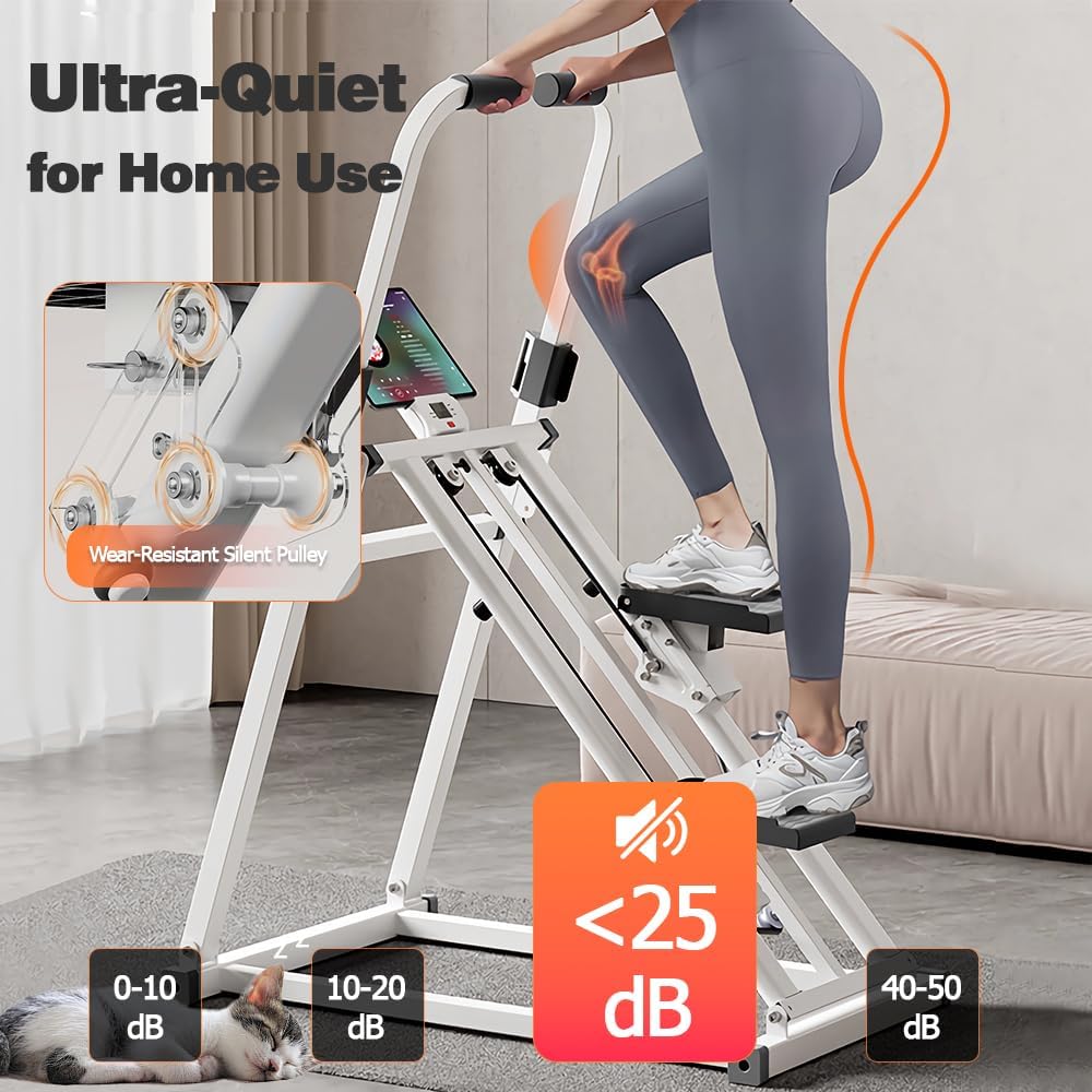 Foldable Stair Stepper Machine with Handles - Adjustable Stepper for Home Cardio, Low Impact Workout Equipment for Legs, Glutes & Weight Loss - Compact Stepping Machine, Easy Assembly White - Image 7