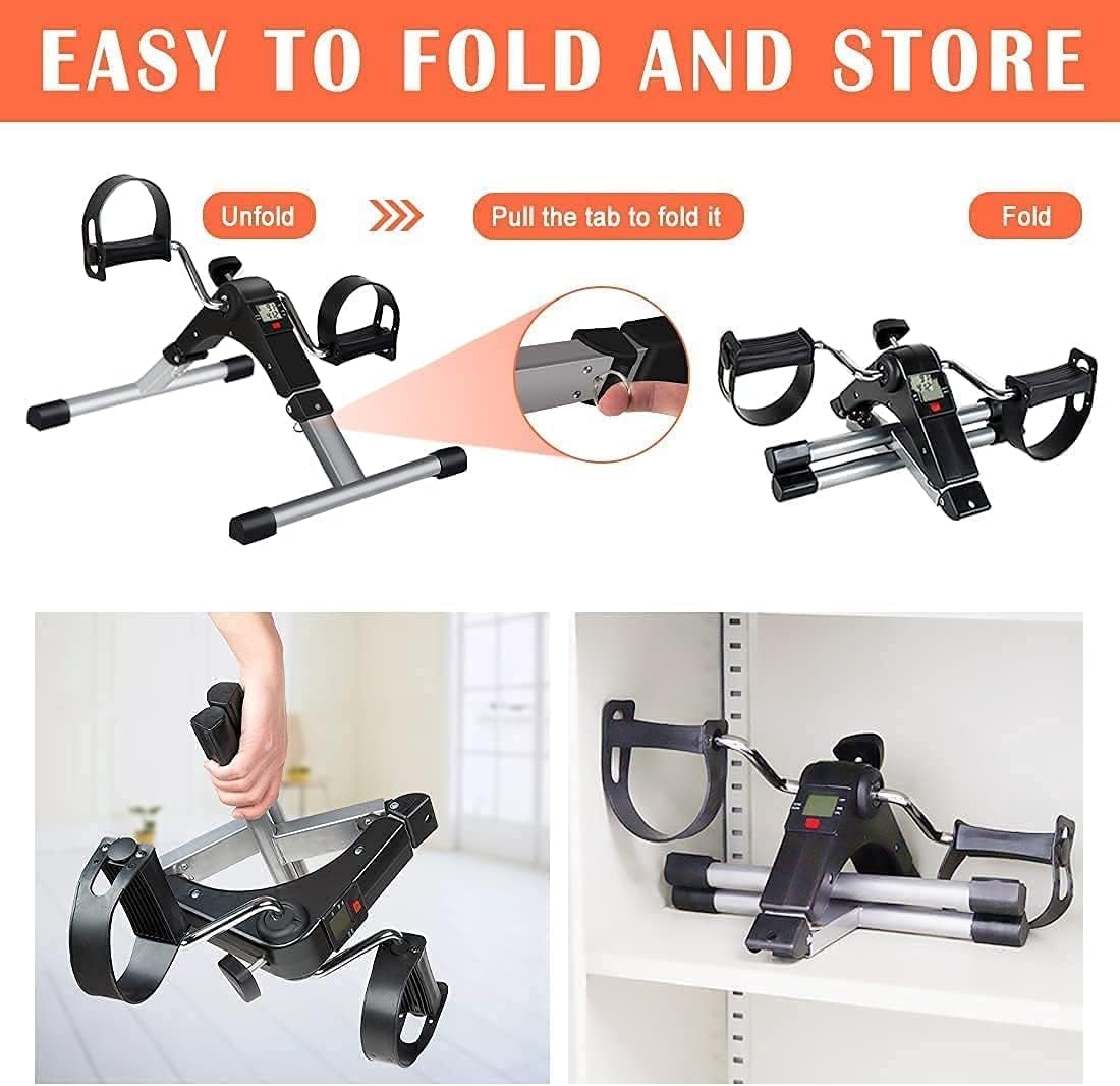 TABEKE Under Desk Bike Pedal Exerciser, Fully Assembled Folding Pedal Exerciser for Arm and Leg Workout, Portable Sitting Desk Cycle with LCD Screen Displays - Image 4