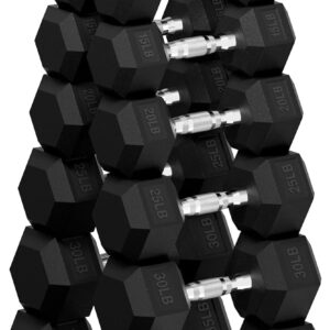 Hex Dumbbell Set, 30-480 lb Set Rubber Encased Exercise & Fitness Dumbbells, Weights Dumbbells Set, Hand Weight for Strength Training