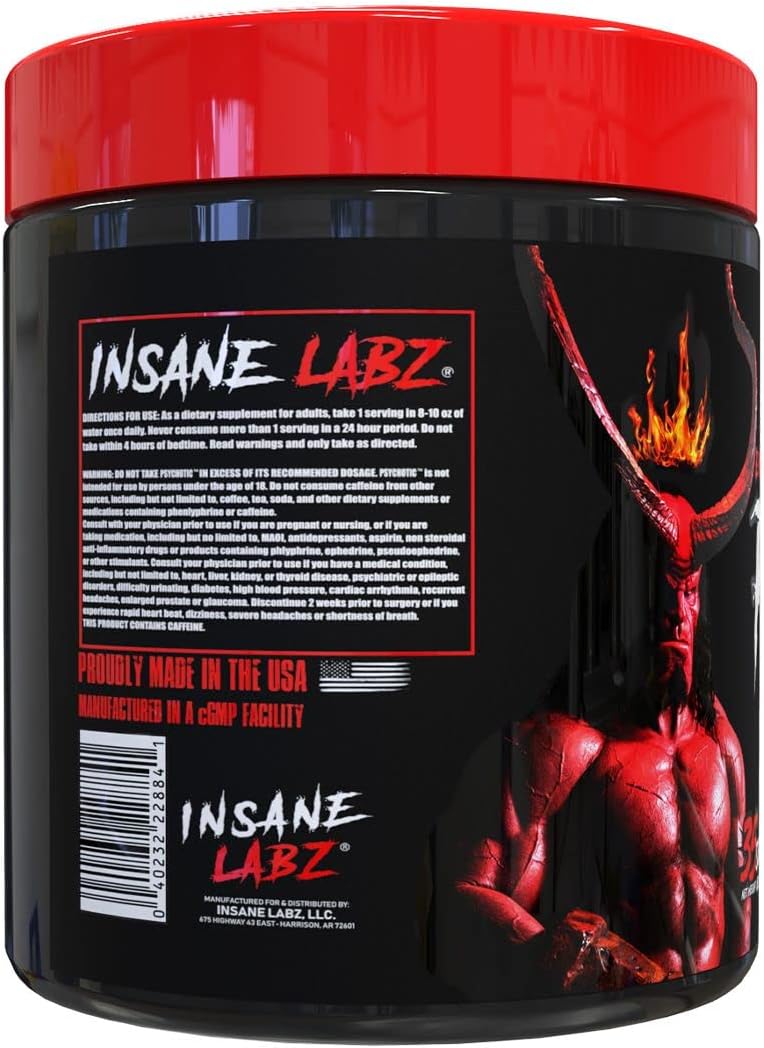 Insane Labz Hellboy Edition, High Stimulant Pre Workout Powder and NO Booster with Beta Alanine, L Citrulline, and Caffeine, Boosts Focus, Energy, Endurance, Nitric Oxide Levels, 35 Srvgs, Blue Rasp - Image 3
