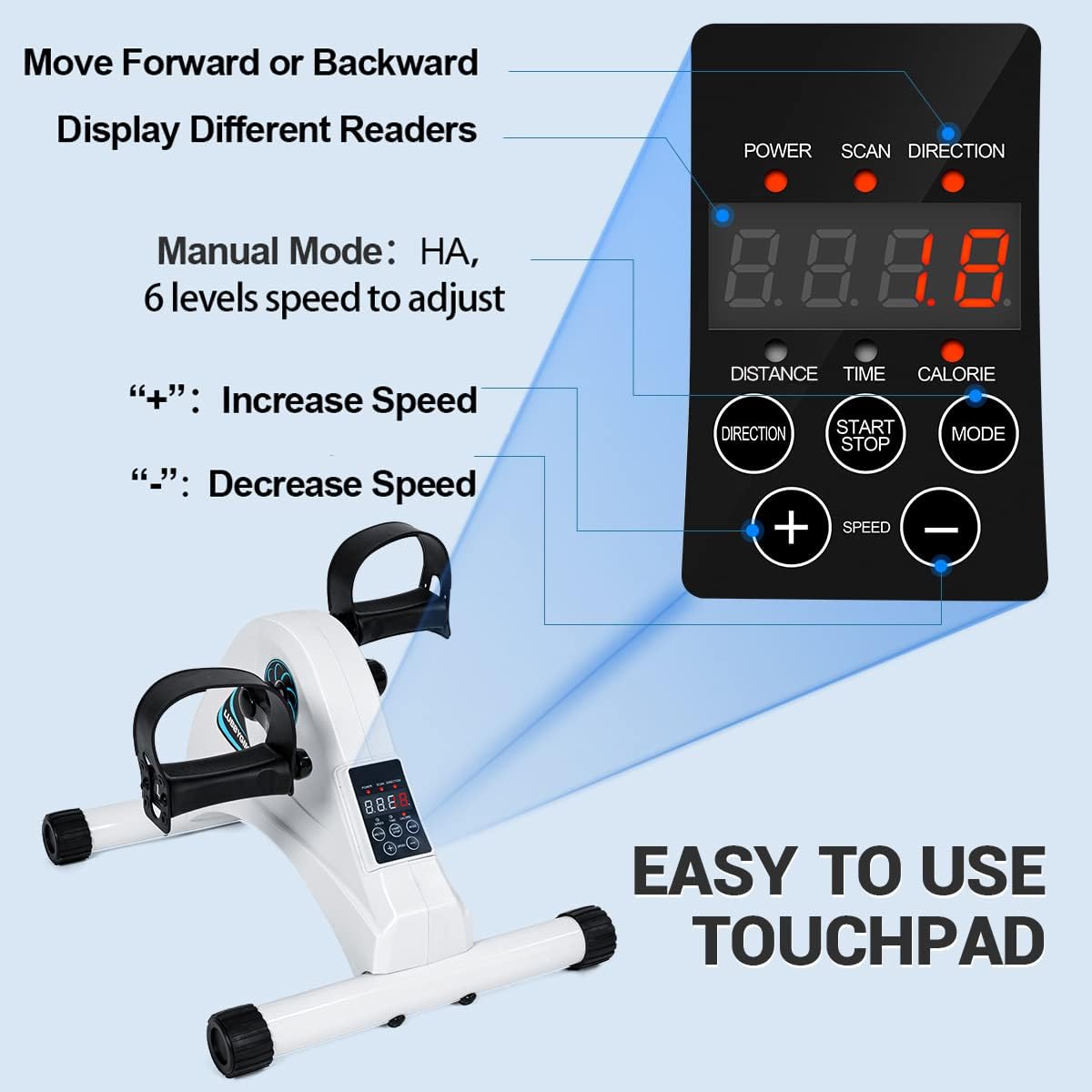 Motorized Mini Exercise Bike Pedal Exerciser for Seniors Rehab Training, LUBBYGIM Electric Under Desk Bike Pedal Exerciser for Arm/Leg Fitness & Physical Therapy, 6 Levels Speed Adjustment - Image 5