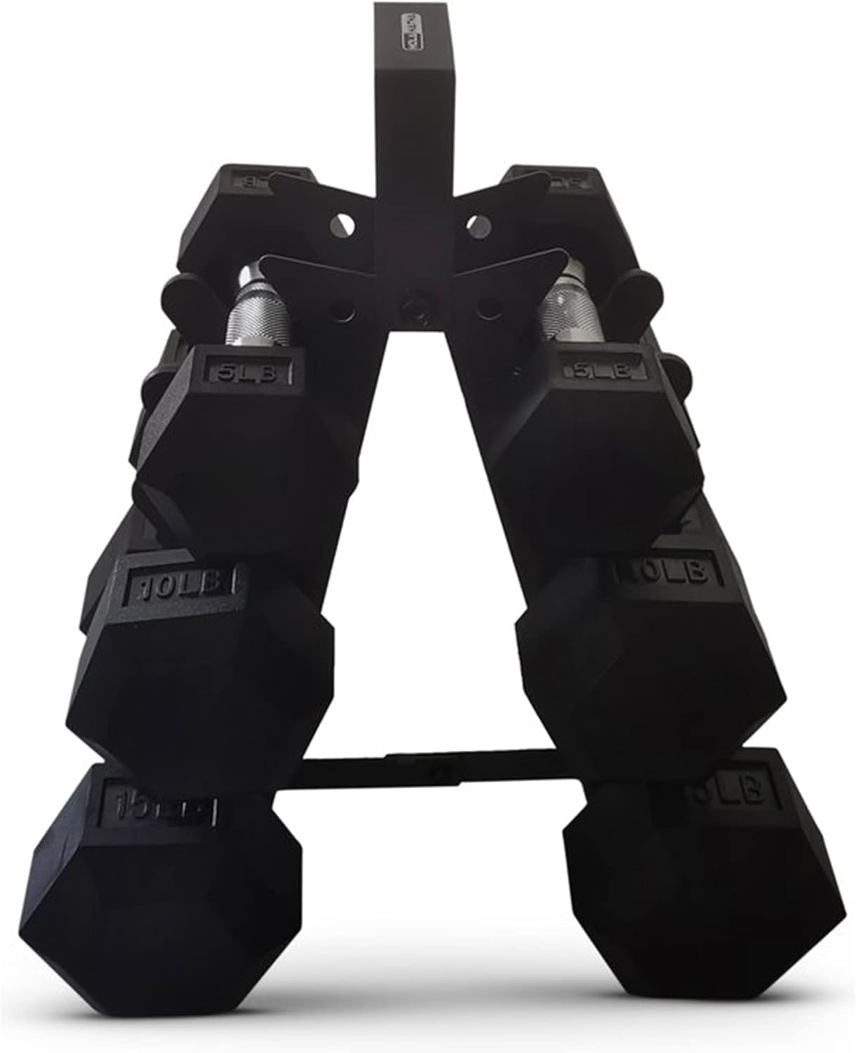 HolaHatha Hexagonal Dumbbell Free Hand Weight Set w/Rack - Image 6