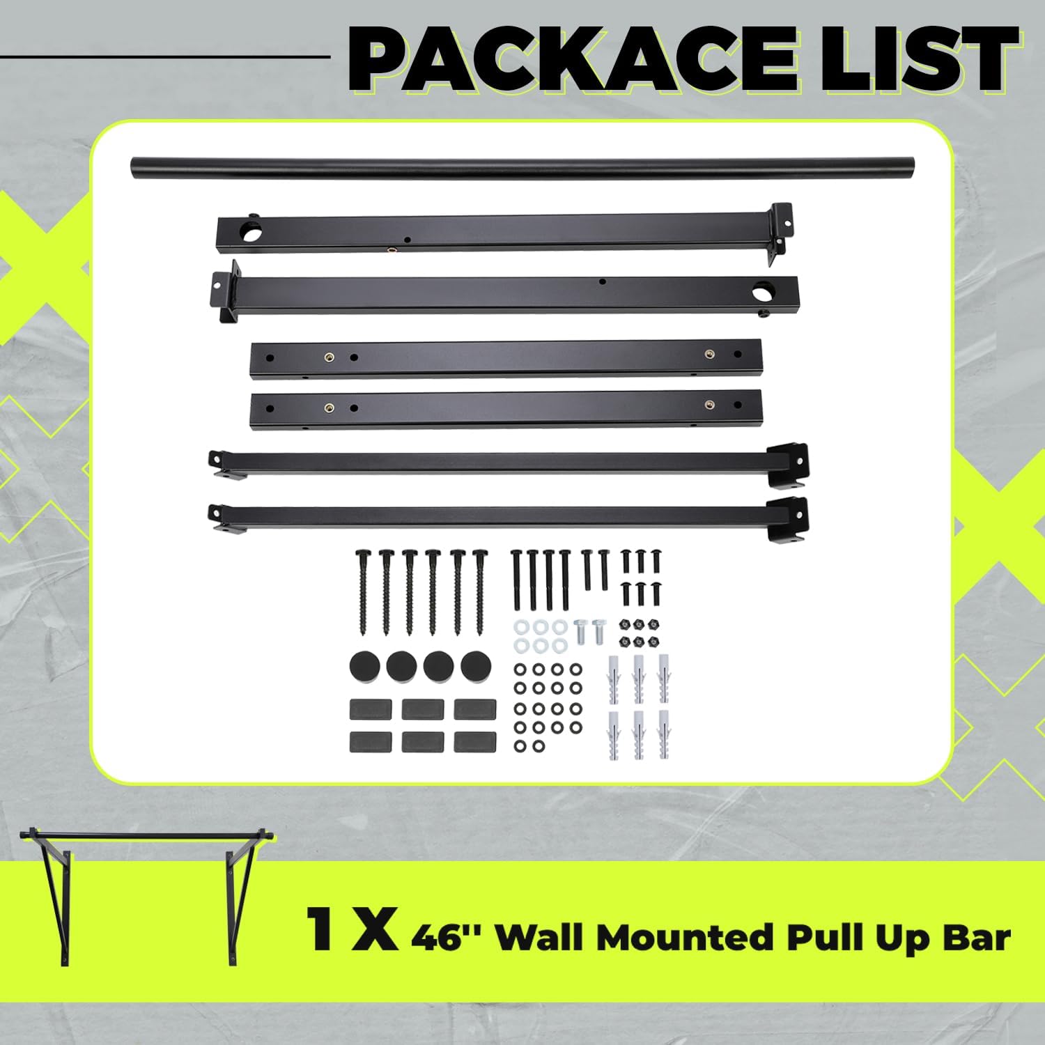 ECOTRIC 46'' Wall Mounted Pull Up Bar Chin up Bar Doorway Exercise Bar Upper Body Gym Workout Bar Heavy Duty Training Fitness Home Heavy Duty 500lbs - Image 7