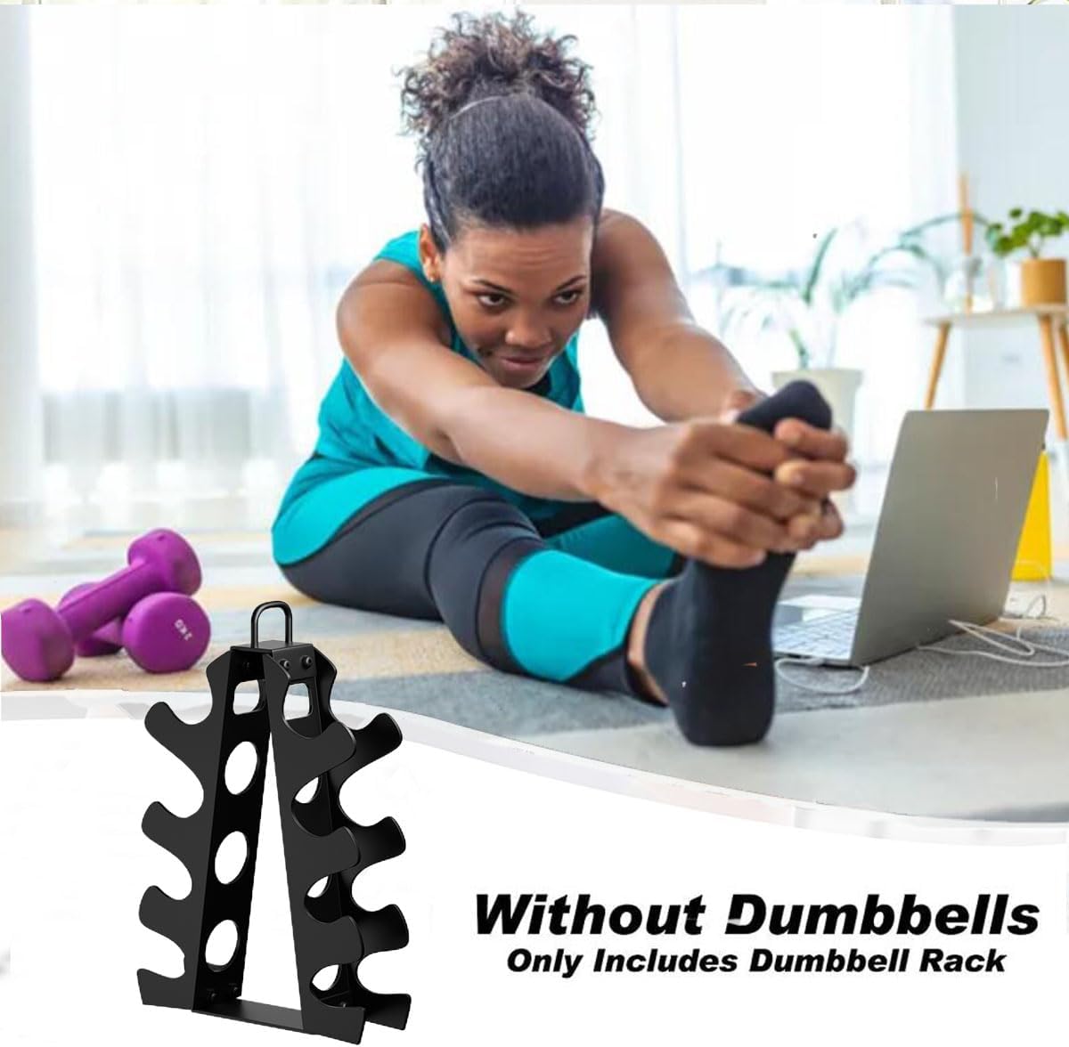 Dumbbell Rack Stand Only(Rack Only, No Dumbbells), Weight Rack for Dumbbells 5-15LB, Upgraded Handle, Compact A-Frame Weight Rack, Suitable for Home Gym - Image 4