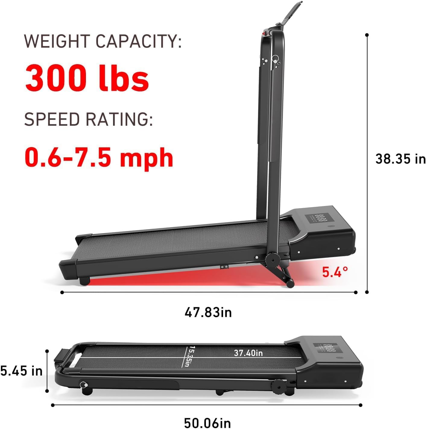 DeerRun Treadmill-Walking Pad-Under Desk Treadmill, 3 in 1 Folding Treadmill, 3.0HP Quiet Foldable Portable Treadmill, 300 lbs Capacity Treadmills for Home Small Spaces with Remote Control and APP - Image 2