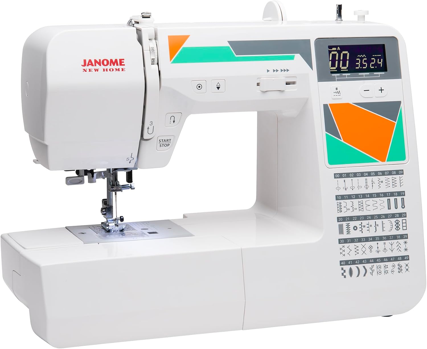 Janome MOD-50 Computerized Sewing Machine with 50 Built-In Stitches, 3 One-Step Buttonholes, Drop Feed and Accessories Red - Image 3