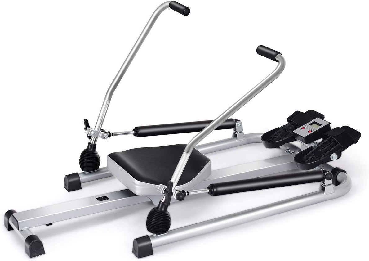 Goplus Hydraulic Rowing Machine, Full Motion Folding Rower with LCD Monitor, Adjustable Resistance and Full Arm Extensions for Home Use - Image 8